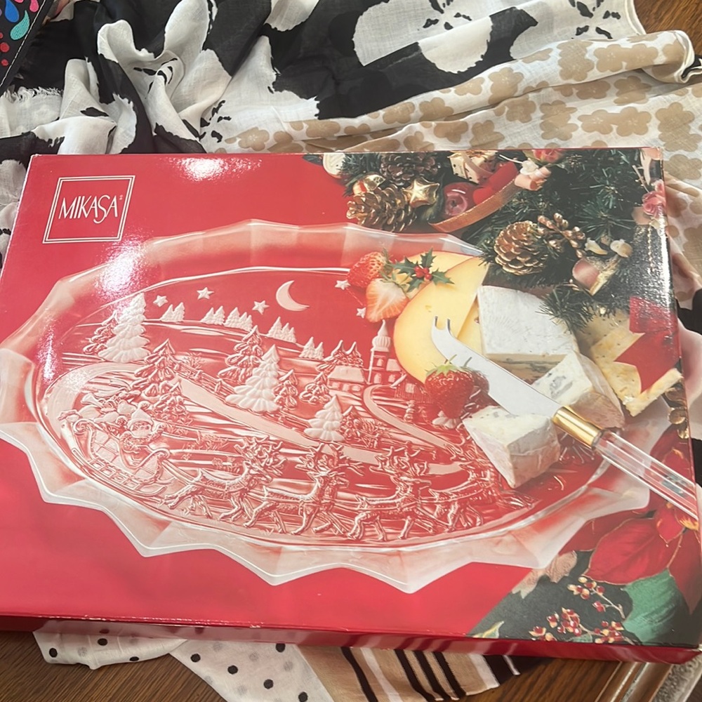 Mikasa Christmas glass platter